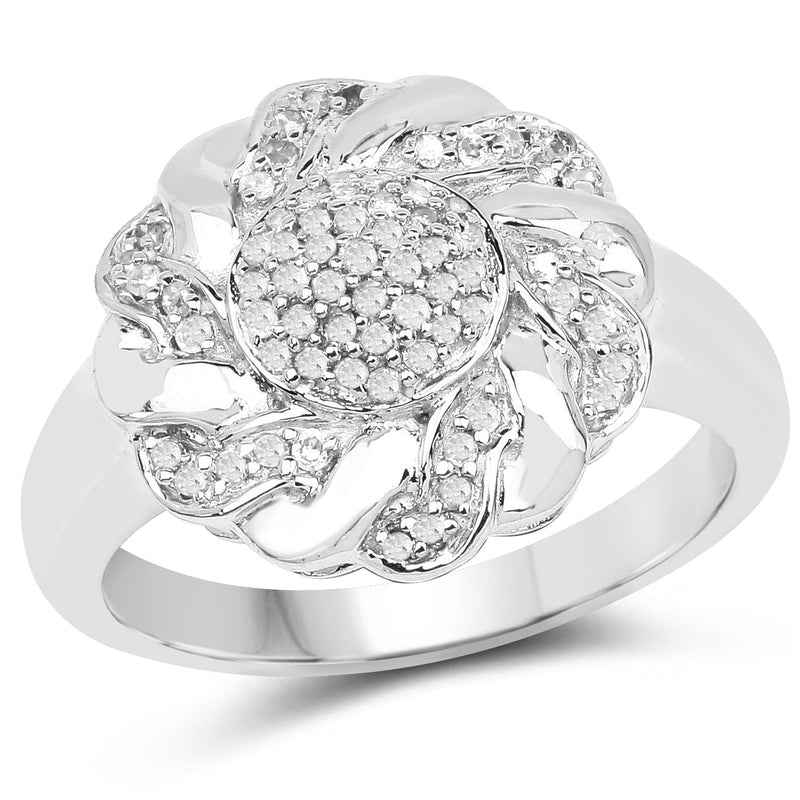 Bids.com 14K Yellow Gold Plated 0.28 Carat Genuine White Diamond .925 Sterling Silver Ring Rings