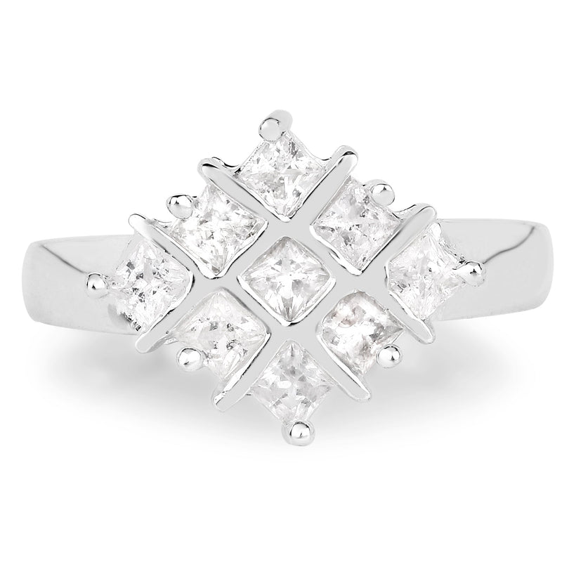 Bids.com 1.08 Carat Genuine White Sapphire .925 Sterling Silver Ring Rings