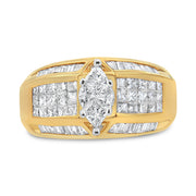 Bids.com 14K Yellow and White Gold 1 3/4 Cttw Round, Baguette, Princess and Pie-Cut Diamond Ring (H-I Color, SI1-SI2 Clarity) Rings