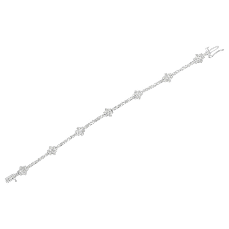 Bids.com .925 Sterling Silver 1.0 cttw Miracle-Set Diamond Floral Station Tennis Bracelet (I-J Color, I3 Clarity) - 7-1/2" Bracelets