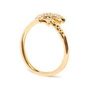 Bids.com 10K Yellow Gold 1/10 Cttw Diamond  Palm Tree Statement Ring (H-I Color, I1-I2 Clarity) - Ring Size 7 Rings