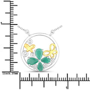 Bids.com 1.35 Carat Genuine Emerald and White Topaz .925 Sterling Silver Pendant Pendants