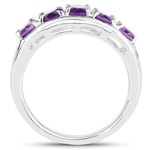 Bids.com 1.70 Carat Genuine  Amethyst .925 Sterling Silver Ring Rings
