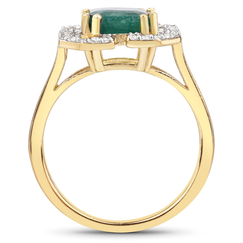 Bids.com 2.55 Carat Dyed Emerald and White Topaz .925 Sterling Silver Ring Rings