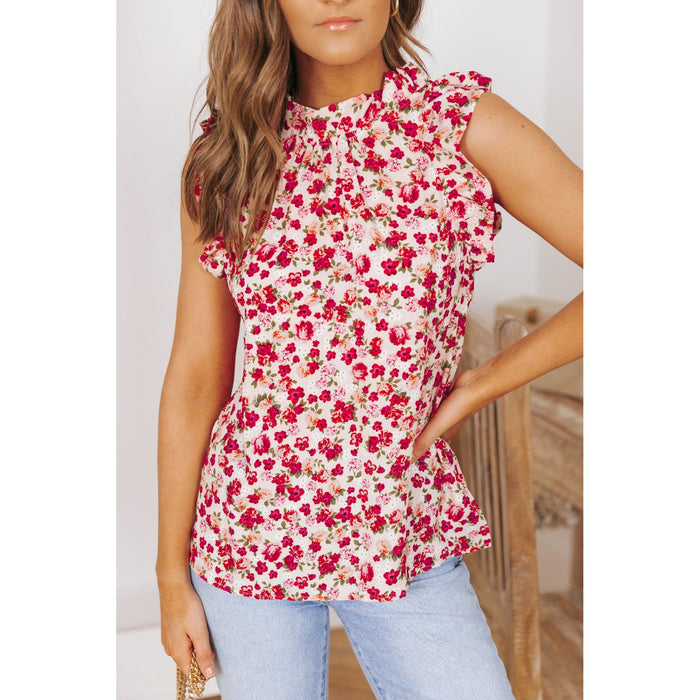 Floral Ruffle Sleeveless Top