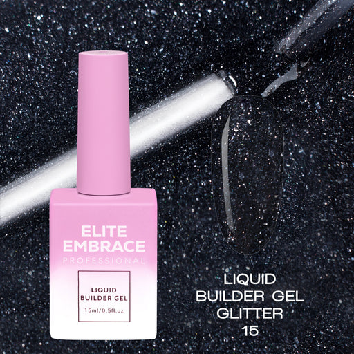 nbmsupply ELITE EMBRACE Professional Liquid Builder Gel Glitter 15 15ml ELBGG1515