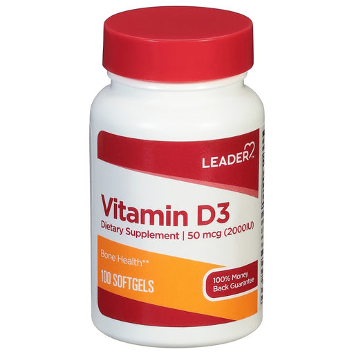 Leader Leader 50 Mcg (2000IU) Vitamin D3 100 Softgels Vitamins & Supplements
