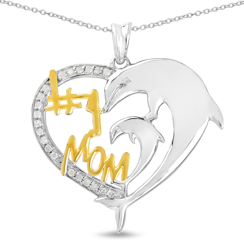 Bids.com Two Tone Plated 0.14 Carat Genuine White Diamond .925 Sterling Silver Pendant Pendants