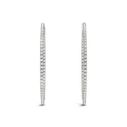 Bids.com 14k White Gold Slim Two Sided Diamond Hoop Earrings (1 1/2 cttw) Earrings
