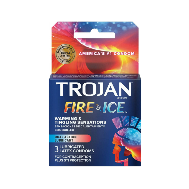 Trojan Trojan Pleasures Fire & Ice Condoms, Premium Latex, Dual Action Lubricant Condoms