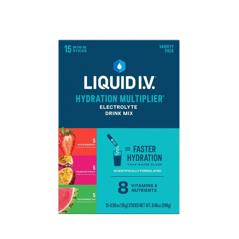 Liquid I.V. Liquid I.V.® Hydration Multiplier® – 3-Flavor Variety Pack (Strawberry, Passion Fruit, Watermelon) Powdered Beverage Mixes