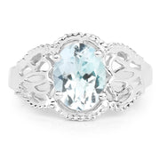 Bids.com 1.50 Carat Genuine Aquamarine .925 Sterling Silver Ring Rings