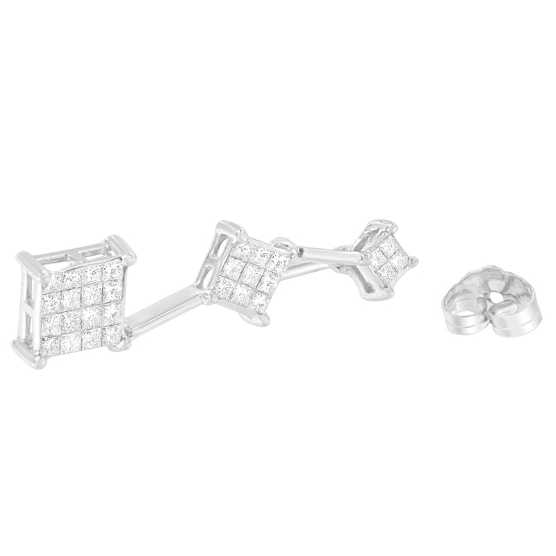 Bids.com 14K White Gold 1 cttw Princess Cut Diamond Earrings (G-H, VS1-VS2) Earrings