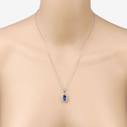 Bids.com 2.44 Carat Genuine Tanzanite and White Diamond 14K White Gold Pendant Pendants