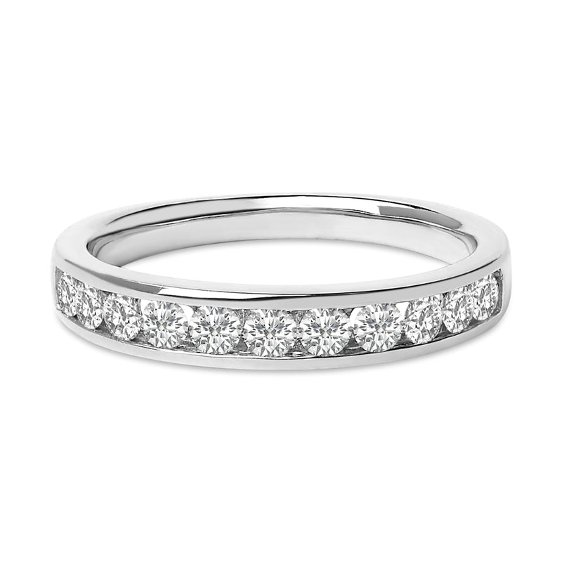 Bids.com 14K Yellow Gold 1/2 Cttw Round Diamond 11 Stone Channel Set Band Rings