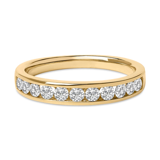 Bids.com 14K Yellow Gold 1/2 Cttw Round Diamond 11 Stone Channel Set Band Rings