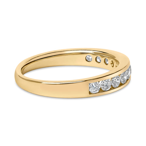 Bids.com 14K Yellow Gold 1/2 Cttw Round Diamond 11 Stone Channel Set Band Rings