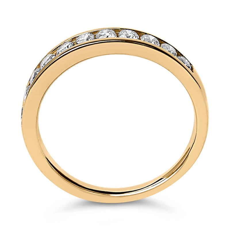 Bids.com 14K Yellow Gold 1/2 Cttw Round Diamond 11 Stone Channel Set Band Rings