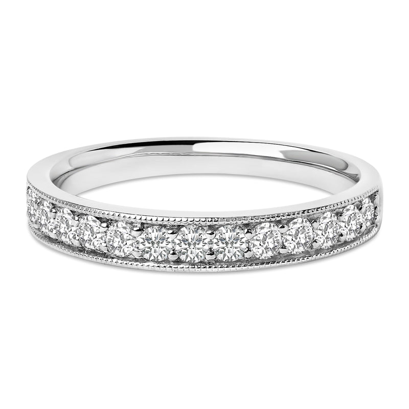 Bids.com 14K Yellow Gold 1/2 Cttw Round Diamond Milgrain Wedding Band Rings