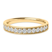 Bids.com 14K Yellow Gold 1/2 Cttw Round Diamond Milgrain Wedding Band Rings