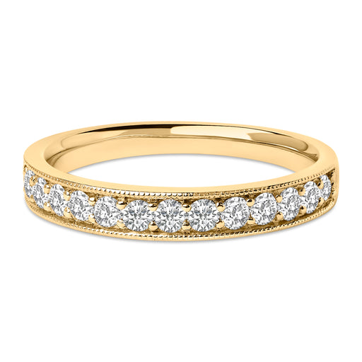 Bids.com 14K Yellow Gold 1/2 Cttw Round Diamond Milgrain Wedding Band Rings