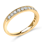 Bids.com 14K Yellow Gold 1/2 Cttw Round Diamond Milgrain Wedding Band Rings
