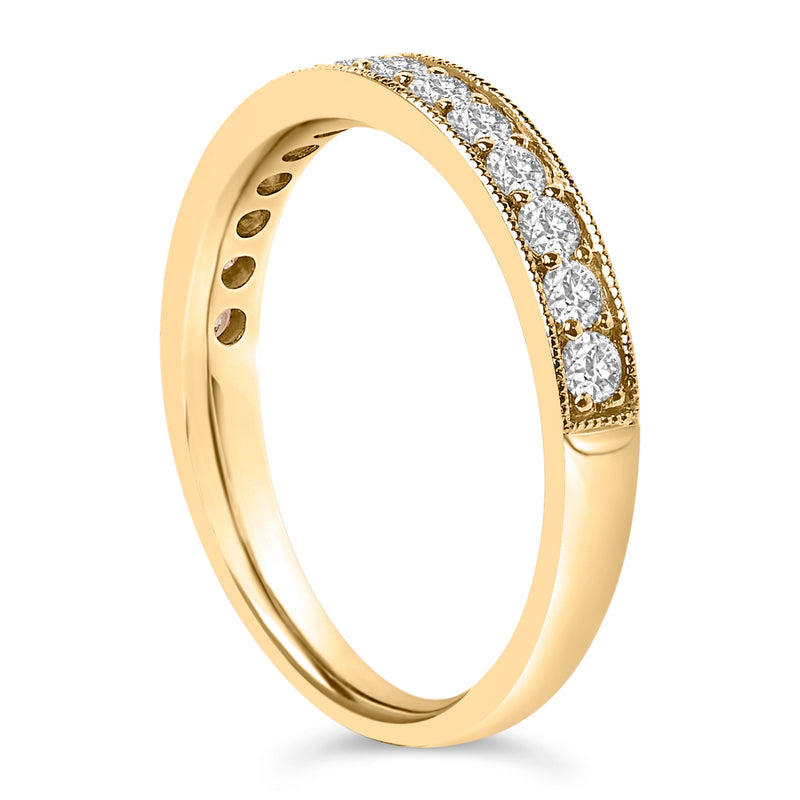 Bids.com 14K Yellow Gold 1/2 Cttw Round Diamond Milgrain Wedding Band Rings