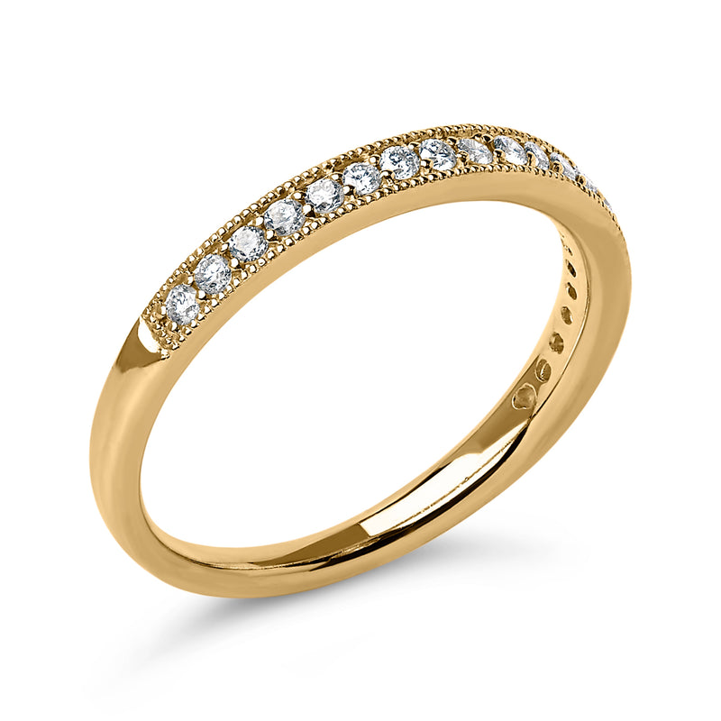 Bids.com 14K Yellow Gold 1/4 Cttw Round Diamond Milgrain Wedding Band (I-J Color, SI2-I1 Clarity) - Size 6.5 Rings