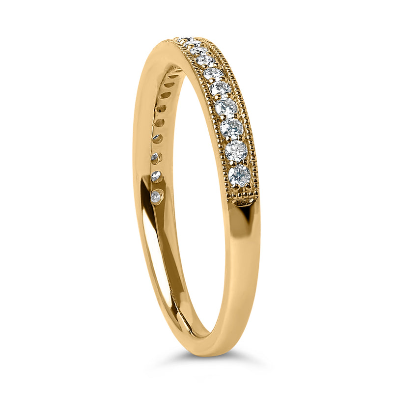 Bids.com 14K Yellow Gold 1/4 Cttw Round Diamond Milgrain Wedding Band (I-J Color, SI2-I1 Clarity) - Size 6.5 Rings