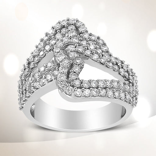 Bids.com 14K White Gold 1 1/2 Cttw Diamond Open Double Heart Bypass Ring Band (H-I Color, VS1-VS2 Clarity) - Ring Size 7 Rings