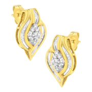 Bids.com 10K Yellow Gold 1/3 cttw Round-Cut Diamond Cluster and Swirl Stud Earrings (J-K Clarity, I2-I3 Color) Earrings