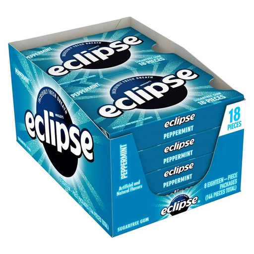 Eclipse Eclipse Peppermint Sugar Free 18 Piece Gum - 8 Pack Box Candy & Chocolate White Smoke