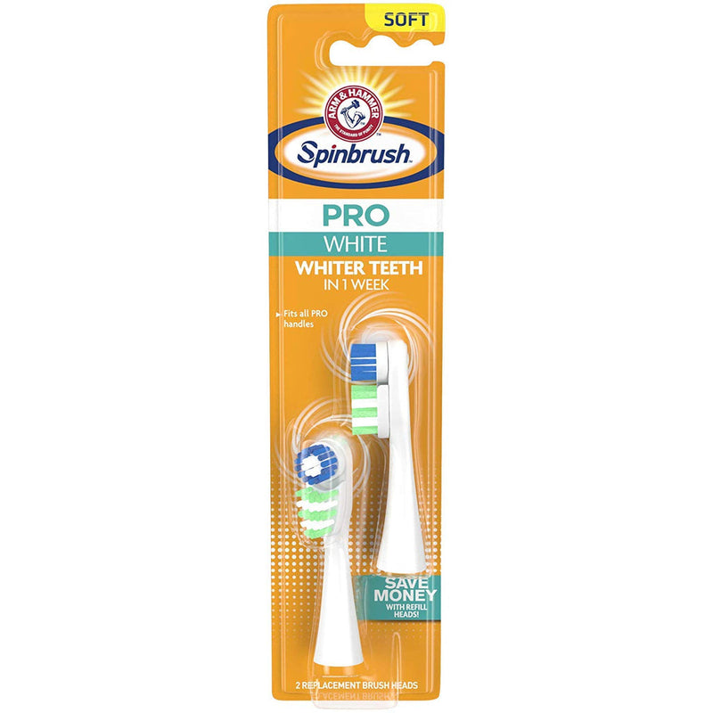 Arm & Hammer Arm & Hammer Spinbrush Pro Clean Refill, Medium Bristles, Includes 2 Replacement Heads For Battery Powered Toothbrushes Oral Care Goldenrod