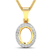 Bids.com 0.22 Carat Genuine White Diamond 14K Yellow Gold Semi Mount Pendant - holds 9x7mm Oval Gemstone Pendants