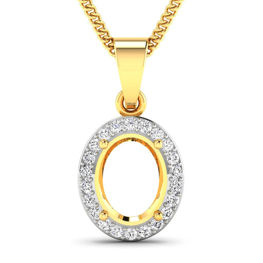 Bids.com 0.22 Carat Genuine White Diamond 14K Yellow Gold Semi Mount Pendant - holds 9x7mm Oval Gemstone Pendants