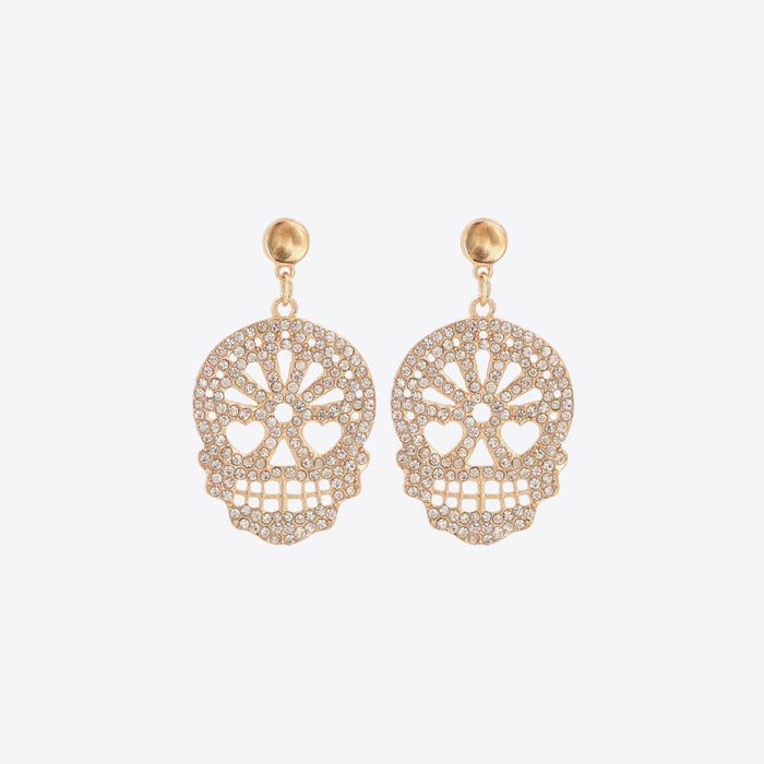 Skull Rhinestone Alloy Earrings