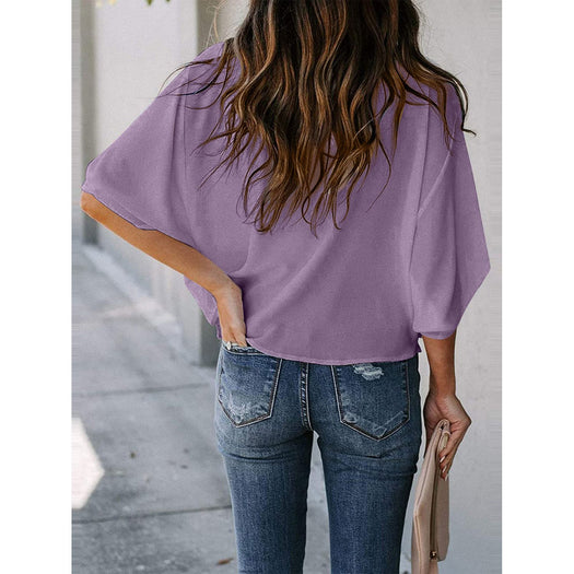 Cowl Neck Three-Quarter Sleeve Blouse