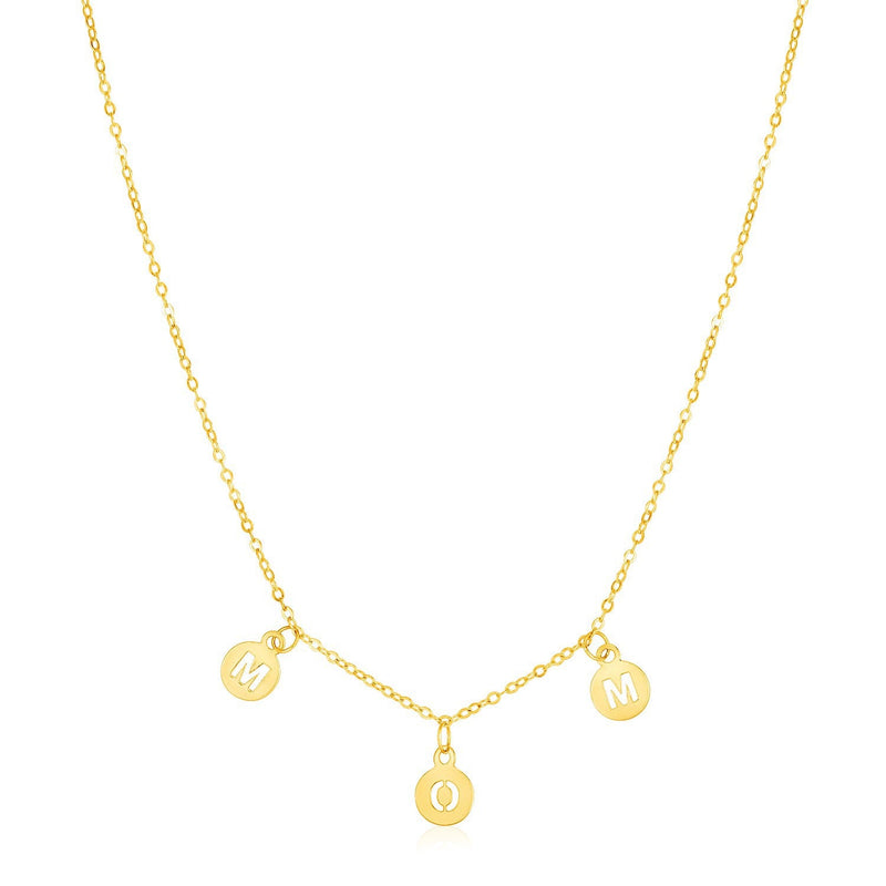 Bids.com 14k Yellow Gold Mom Necklace with Circle Drops Necklaces