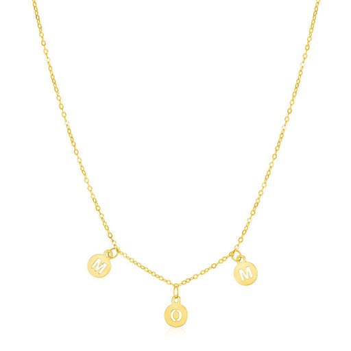 Bids.com 14k Yellow Gold Mom Necklace with Circle Drops Necklaces