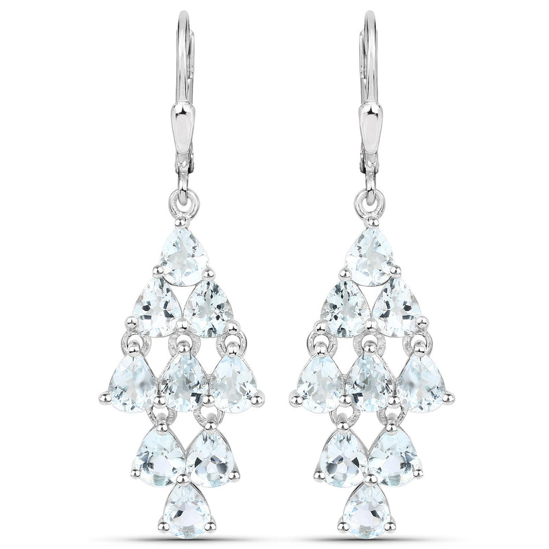 Bids.com 3.96 Carat Genuine Aquamarine .925 Sterling Silver Earrings Earrings