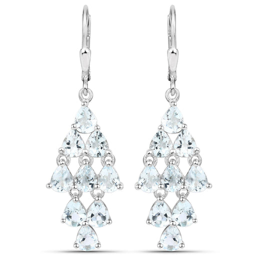 Bids.com 3.96 Carat Genuine Aquamarine .925 Sterling Silver Earrings Earrings