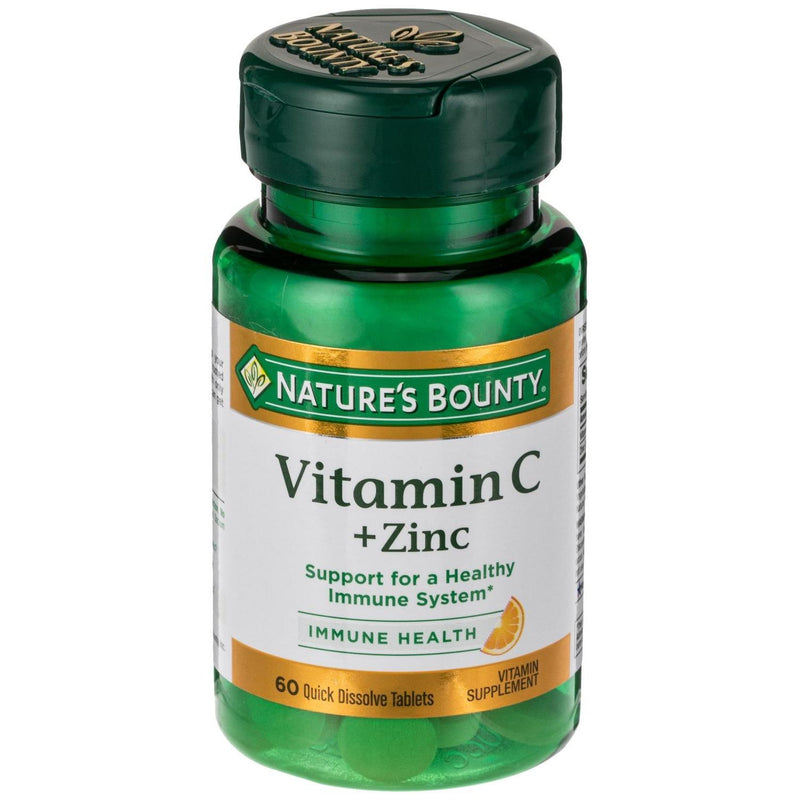 Nature's Bounty Nature's Bounty Vitamin C Plus Zinc, 60 Quick Dissolve Tablets Vitamins & Supplements White Smoke