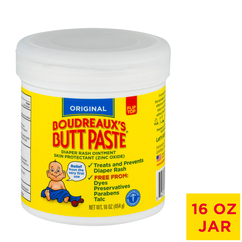 Boudreaux's Butt Paste Boudreaux's Butt Paste Original Diaper Rash Ointment Jar, 16 Oz Baby & Toddler Diaper Covers White Smoke