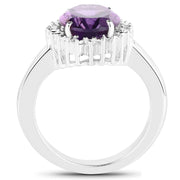 Bids.com 4.99 Carat Genuine Amethyst and White Topaz .925 Sterling Silver Ring Rings