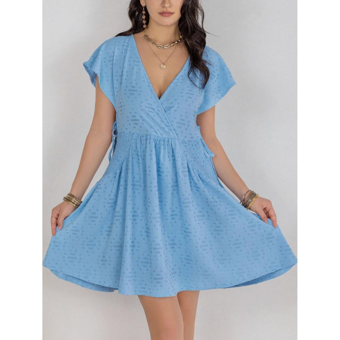 Cutout Surplice Short Sleeve Dress