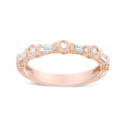 Bids.com 14K Rose Gold 3/8 Cttw Baguette and Round Diamond Bridal Band - (H-I Color, VS1-VS2 Clarity) - Size 6.75 Rings