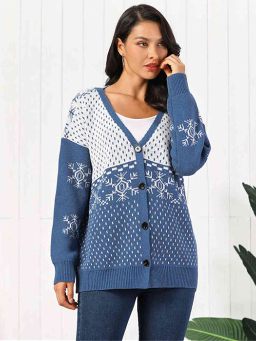 Snowflake Button Down Cardigan by VYSN