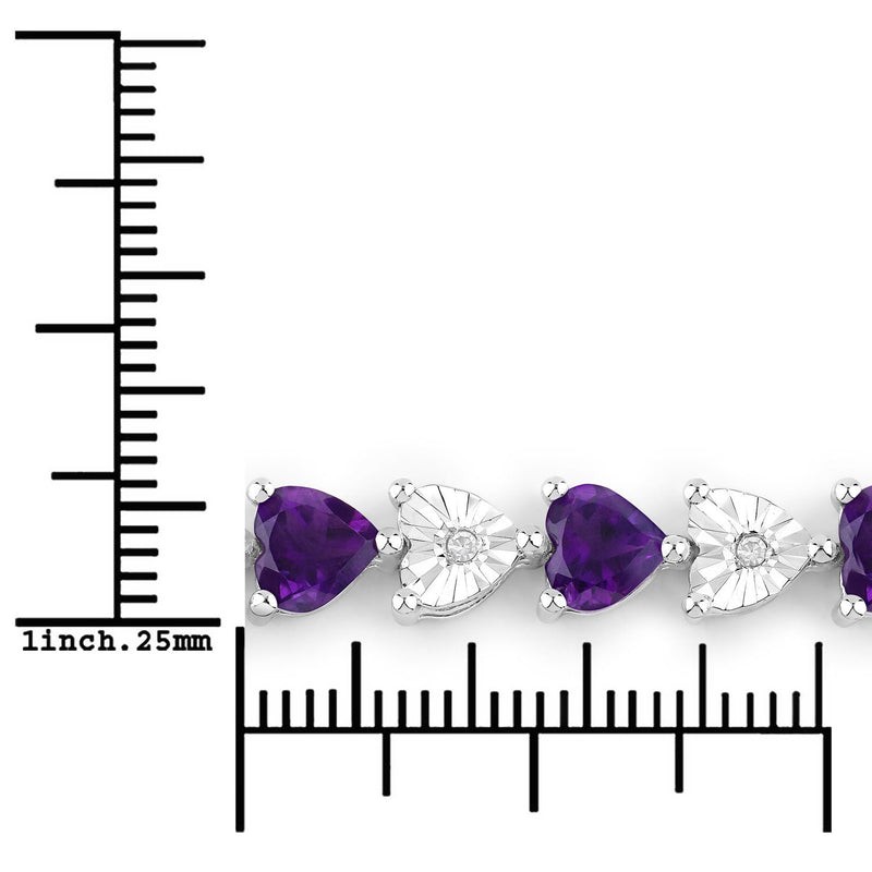 Bids.com 6.59 Carat Genuine Amethyst and White Diamond .925 Sterling Silver Bracelet Bracelets