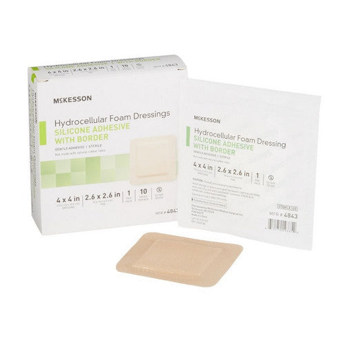 McKesson McKesson Foam Dressing 4 X 4 Inch With Border Film Backing Silicone Gel 4843 First Aid