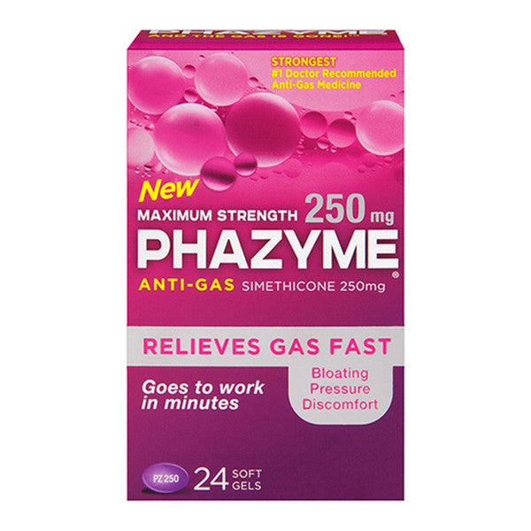 Phazyme Phazyme Maximum Strength Gas & Bloating Relief 250 Mg, 24 Fast Gels Health & Beauty